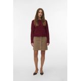 Vero Moda - VMETTA HR SHORT CORD - Strokenrok - Silver mink - Knoopsluiting - Hoog Taillehoogte