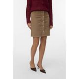 Vero Moda - VMETTA HR SHORT CORD - Strokenrok - Silver mink - Knoopsluiting - Hoog Taillehoogte