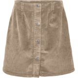 Vero Moda - VMETTA HR SHORT CORD - Strokenrok - Silver mink - Knoopsluiting - Hoog Taillehoogte