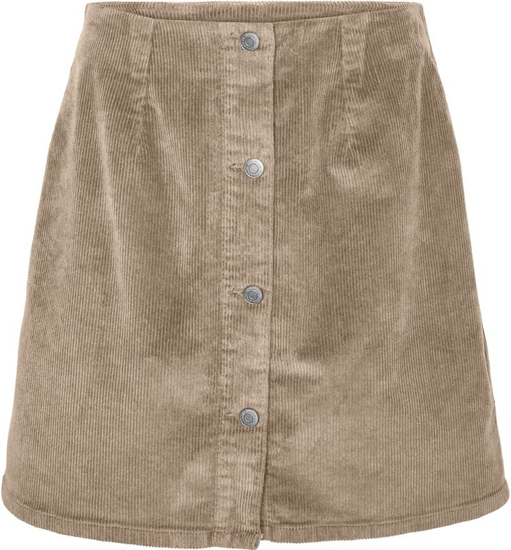 Vero Moda - VMETTA HR SHORT CORD - Strokenrok - Silver mink - Knoopsluiting - Hoog Taillehoogte
