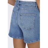 Only - Onlgianna Mw Belted Shorts - Medium Blue Denim - Dames