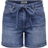 Only - Onlgianna Mw Belted Shorts - Medium Blue Denim - Dames