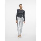 Blouse - Glitterdetail - Lange Mouwen - O-hals - Kort - Tight Fit