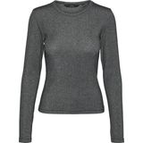 Blouse - Glitterdetail - Lange Mouwen - O-hals - Kort - Tight Fit