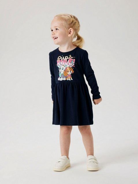 Paw Patrol - Jurk - Multicolor - Jersey - Lange Mouwen - Glitter Detail