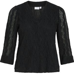 Vila - Vilumena - Blouse - Black Beauty - 55% Katoen, 42% Polyamide, 3% Elastaan