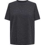 Only - ONLMONJA STUDS - T-shirt - Zwart - Regular Fit