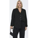 ONLY Carmakoma - Zwarte Glitterblouse - V-hals - Lange Mouwen