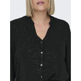 ONLY Carmakoma - Zwarte Glitterblouse - V-hals - Lange Mouwen