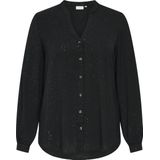 ONLY Carmakoma - Zwarte Glitterblouse - V-hals - Lange Mouwen