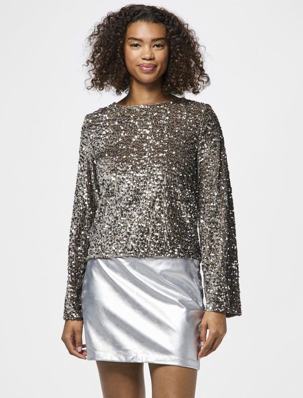 PIECES - PCKam - Blouse - Donkerbruin - Lange Mouw - Gerecycled Materiaal