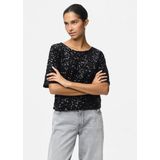 PIECES - Blouse - Zwart - 100% Polyester - Korte Mouwen