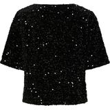 PIECES - Blouse - Zwart - 100% Polyester - Korte Mouwen