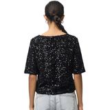 PIECES - Blouse - Zwart - 100% Polyester - Korte Mouwen