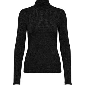 Only - Onlbianca L/S Roll Neck Top - Zwart/Zilver Glitter - Polyester