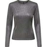 ONLMIRINDA L/S O-Neck TOP JRS, donkergrijs gemêleerd/detail: gun metallic, L