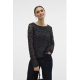 VERO MODA VMELGA LS Short Boatneck Glitter TOP JRS, Asfalt/Detail: 3d Lurex, L