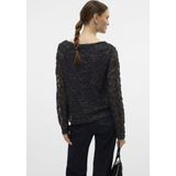 VERO MODA VMELGA LS Short Boatneck Glitter TOP JRS, Asfalt/Detail: 3d Lurex, L