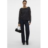 VERO MODA VMELGA LS Short Boatneck Glitter TOP JRS, Asfalt/Detail: 3d Lurex, L