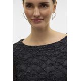 VERO MODA VMELGA LS Short Boatneck Glitter TOP JRS, Asfalt/Detail: 3d Lurex, L