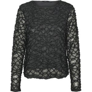 Vero Moda Blouse Vmelga Ls Short Boatneck Glitter To 10317053 Asphalt 3d Lurex Dames