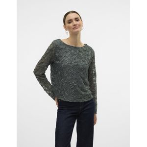 Vero Moda Blouse Vmelga Ls Short Boatneck Glitter To 10317053 Balsam Green 3d Lurex Dames