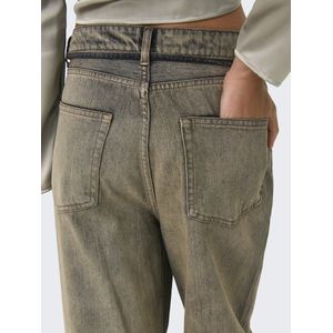 Only - Bleecker - Jeans - Zwart-Grijs - Hoge Tailleband, Wijdvallende Pasvorm, Gerecycled Katoen