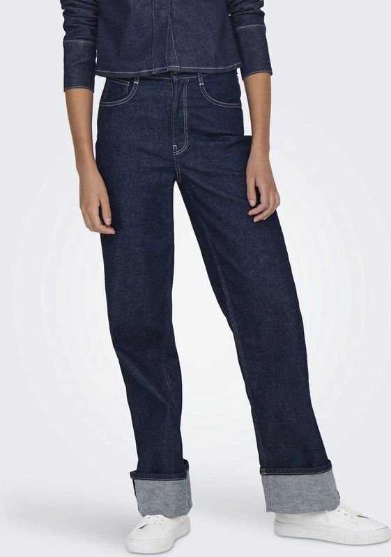 Only - Onlmercer Hw Wide Fold Up Red Dnm Rea - Dames - Jeans