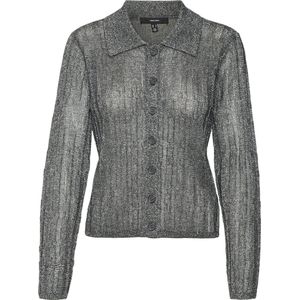 Vero Moda Vest Vmmiles Ls Poloneck Short Cardigan 10319097 Asphalt Silver Dames