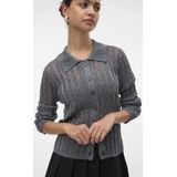 Vero Moda Vest Vmmiles Ls Poloneck Short Cardigan 10319097 Asphalt Silver Dames