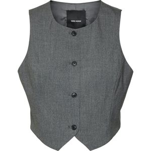 Vmmadja - Gilet - Zwart - Knoopsluiting - Korte Lengte - Polyester Voering