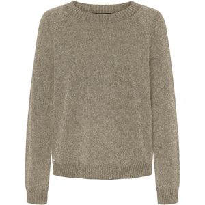 VERO MODA VMDOFFYSHINE LS O-Neck Blouse - Silver Mink - Gebreid - Detail: w. Silver Lurex