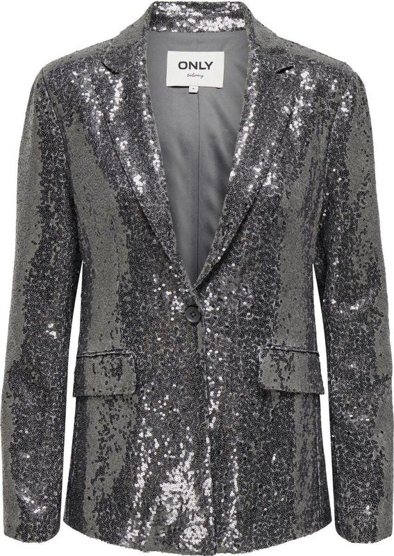 ONLY ONLPINKO-STEO LIFE / SEQUIN BLAZER TLR Dames Blazer - Magnet W. Dark Silver Sequins