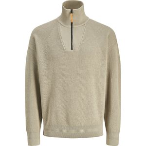 Jack&Jones - Half Zip Trui - Beige - 80% Katoen 20% Polyamide