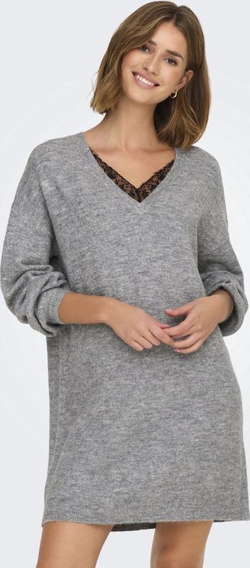 ONLManifesta - Jurk - Mélange - Knitwear - V-hals - Lange Mouwen - Losse Pasvorm