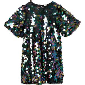 Pailletten Jurk - Chiffon - Korte Mouwen - Regular Fit
