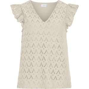 Vila - T-shirt - Birch - Polyester/Katoen/Elastaan - Korte Mouwen