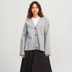 Jack & Jones Jxiris Cardigan en tricot, Gris mélangé - Détails : col vert pâle, XL