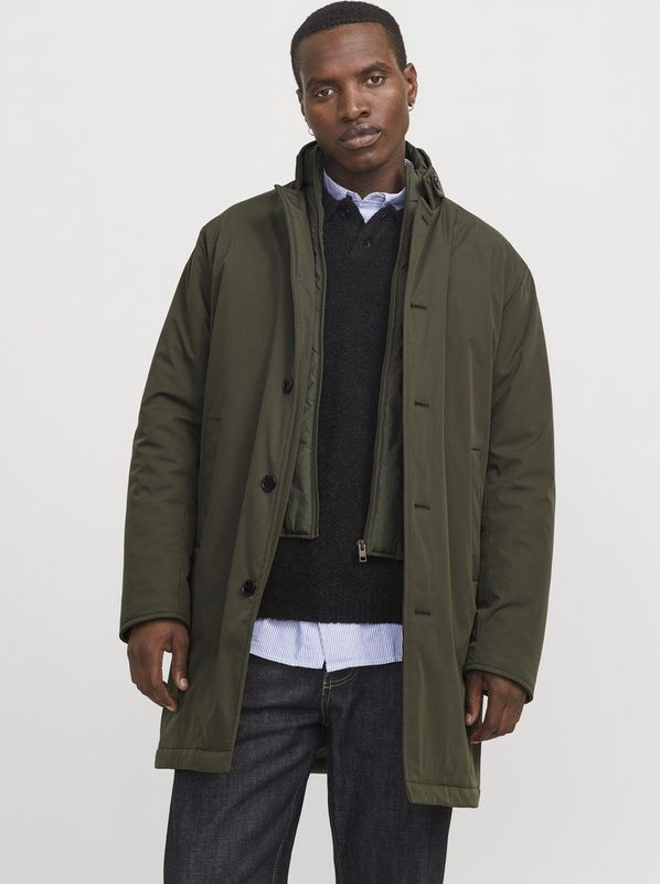 Jack & Jones Jprblaremy Coat - Army - Nylon - Elastaan - Met Capuchon
