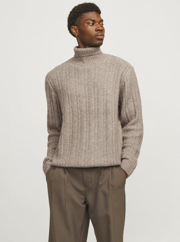 Jack&jones - Jprblatrent Knit Cable Roll Neck Bf Ln - Heren - Gebreide Truien