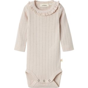 Romper - Lange Mouwen - Ronde Hals - Drukknoopsluiting - Ruches - Needle Drop Design