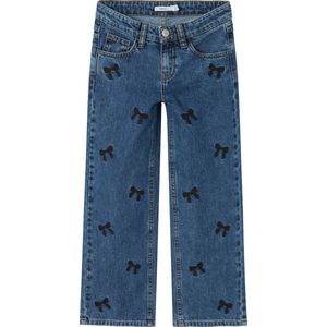 Name It kids meisjes spijkerbroek ROSE Dark Blue Denim EMBROIDERY Wide Leg Fit