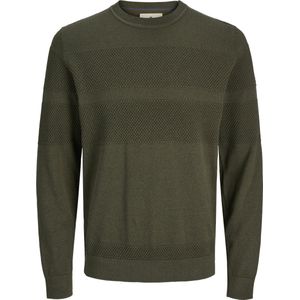 Jack & Jones JPRBLUNOAH Knit Crew Neck BF, Olive Night/Detail: twist/Placement Structure, M