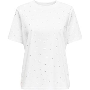 Only - ONLMONJA STUDS - T-shirt - Wit - Regular Fit