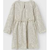 Glitter Jurk - Geweven Stof - O-hals - Lange Mouwen - Ballonmouwen - Regular Fit