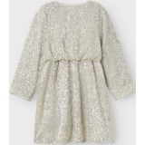 Glitter Jurk - Geweven Stof - O-hals - Lange Mouwen - Ballonmouwen - Regular Fit