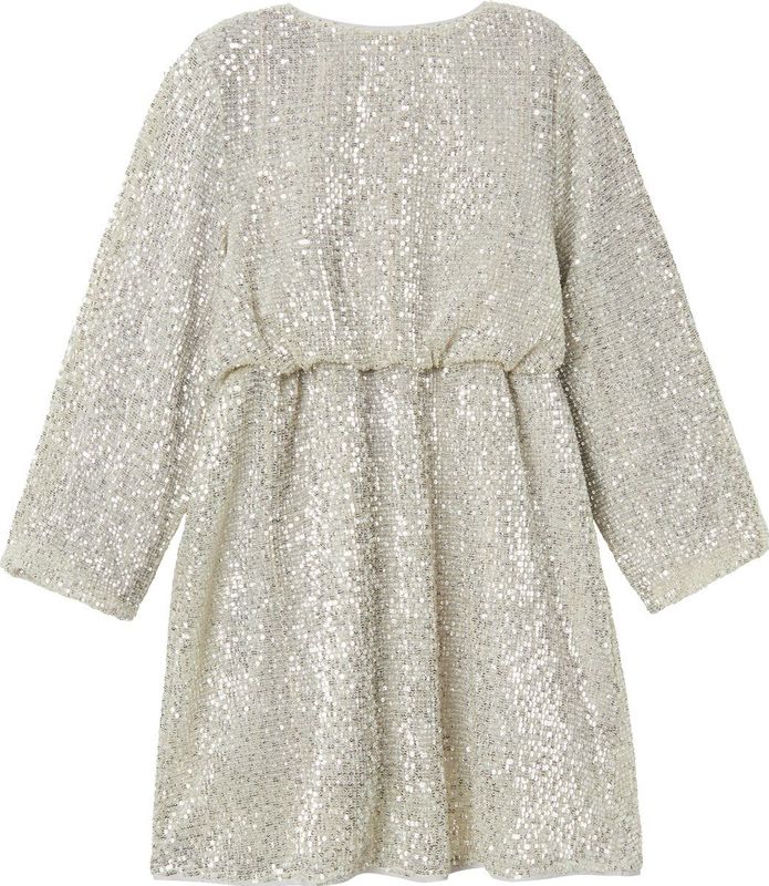 Glitter Jurk - Geweven Stof - O-hals - Lange Mouwen - Ballonmouwen - Regular Fit