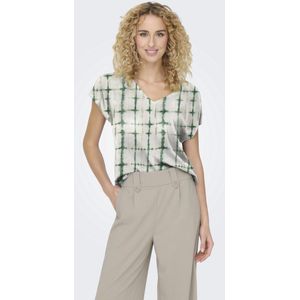 JDY - Blouse - Wit/Blauw - V-hals - 100% Viscose