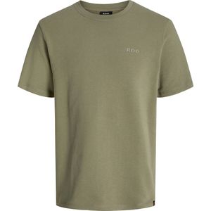 Jack & Jones - Shirt - Kaki - Ronde Hals - Kwartmouw