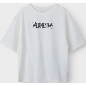 Wednesday - Jersey Top - Zwart - Rubberen Print - Korte Mouwen - Relaxed Fit